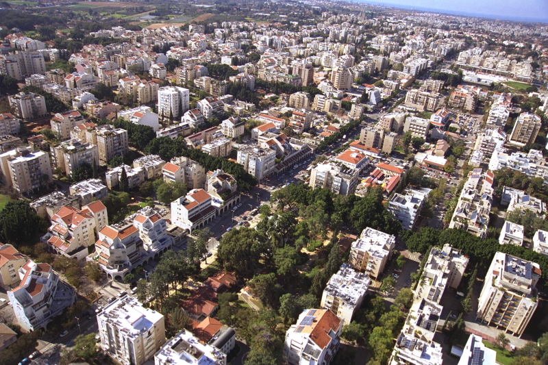 מבט מלמעלה של העיר כפר סבא