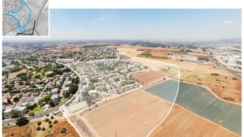 צילום אווירי של שכונת יוספטל עם תיחום אזור התוכנית