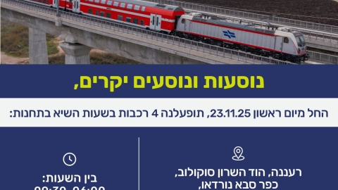 מודעה גרפית תגבור פעילות רכבת ישראל